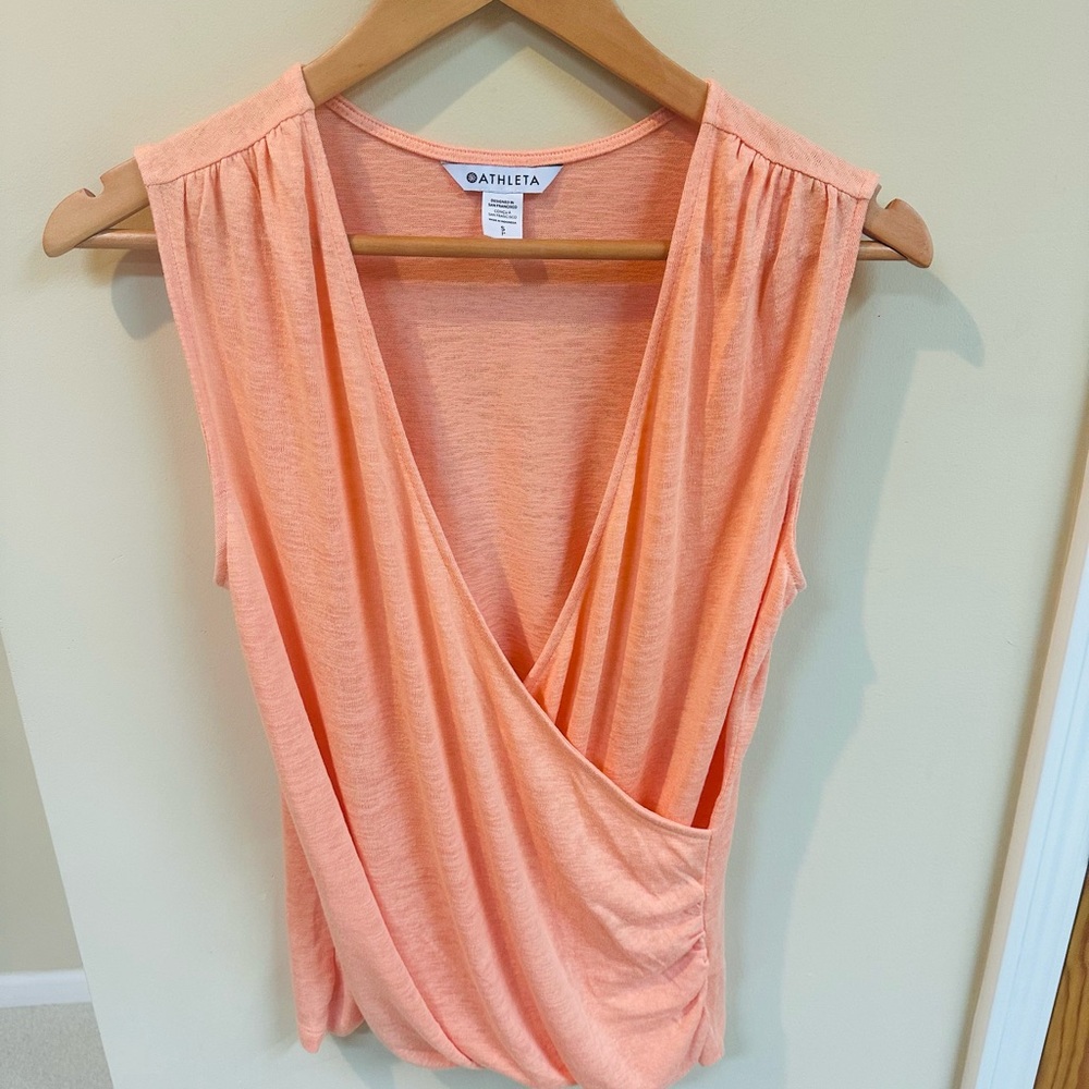 Athleta Women's Breezy Wrap Tank Top Sz S Orange